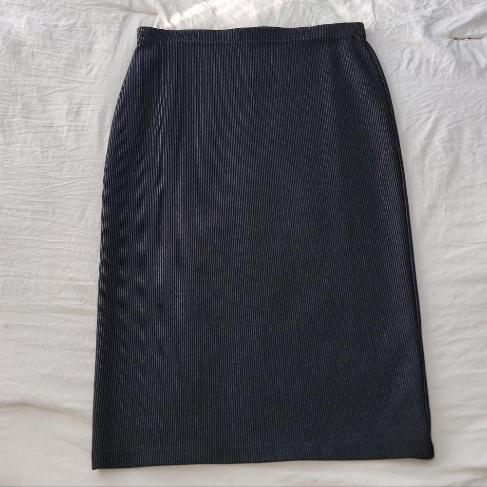 NWT Max Studio Skirt Black & Ivory pin Striped Career Capsule $ 88 Small